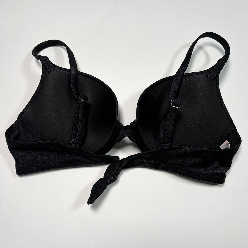 Victoria Secret 34A VERY SEXY Push Up Bikini Top Shine Trim Back Tie Black - Picture 4 of 5